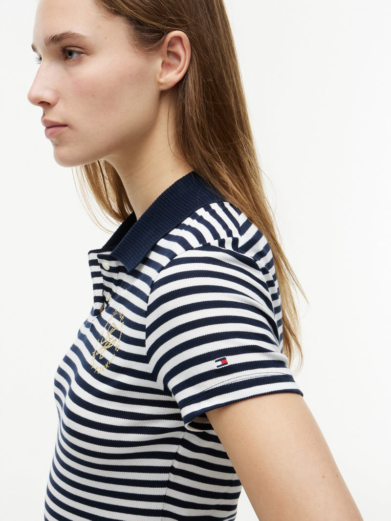 Stripe Slim Fit Half Sleeve Pique Polo