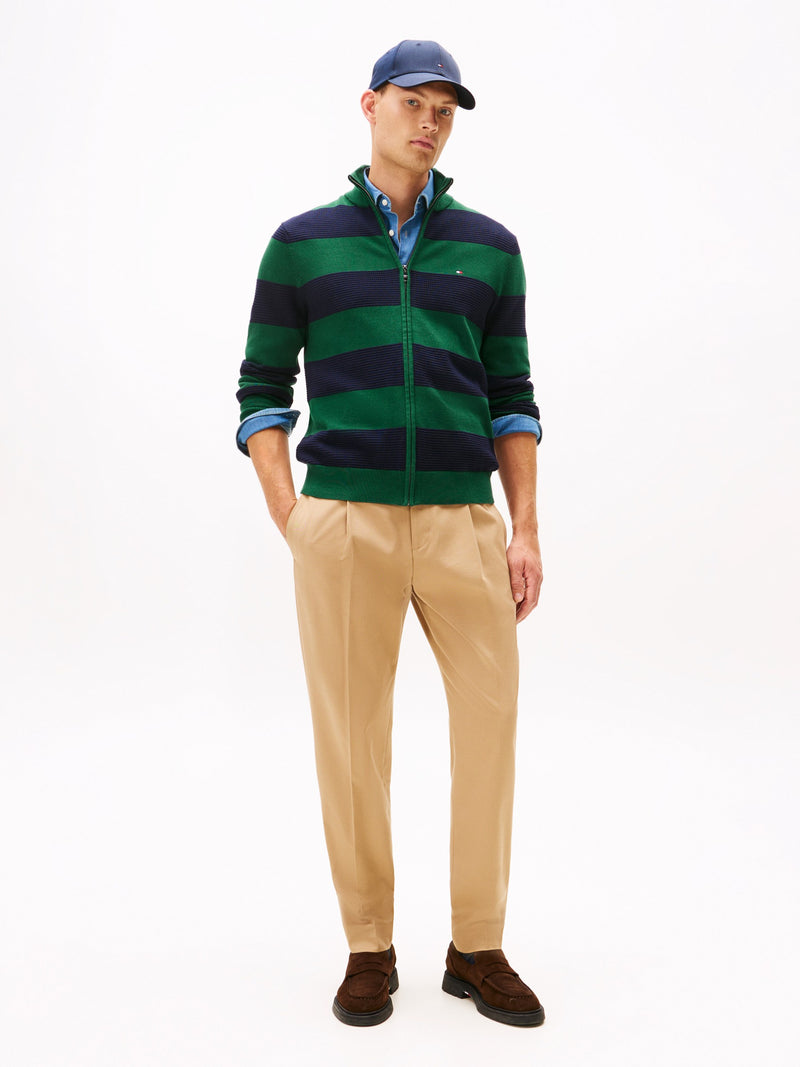 Zip Thru Striped Sweater