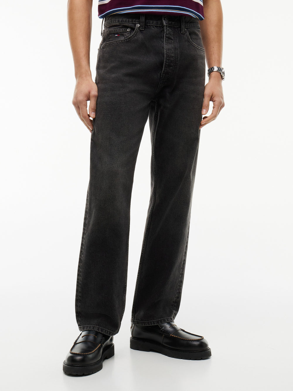 Men Otis Regular Straight Washed Black Jeans