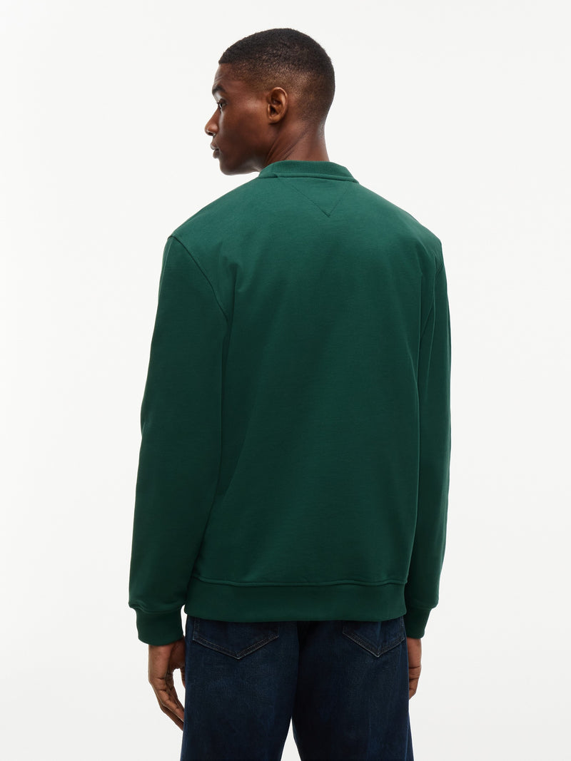 Regular Fit Diagonal Terry Crew Neck Sweatshirt