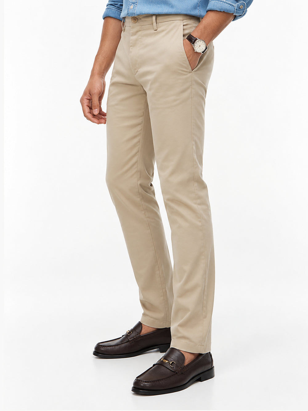 Men Slim Tapered Fit 1985 Cotton Trouser