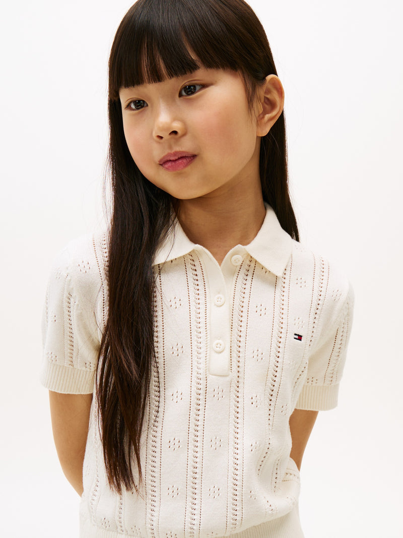 Kids Pointelle Polo Sweater