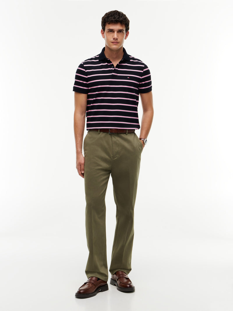 Regular Fit Striped Pique Polo