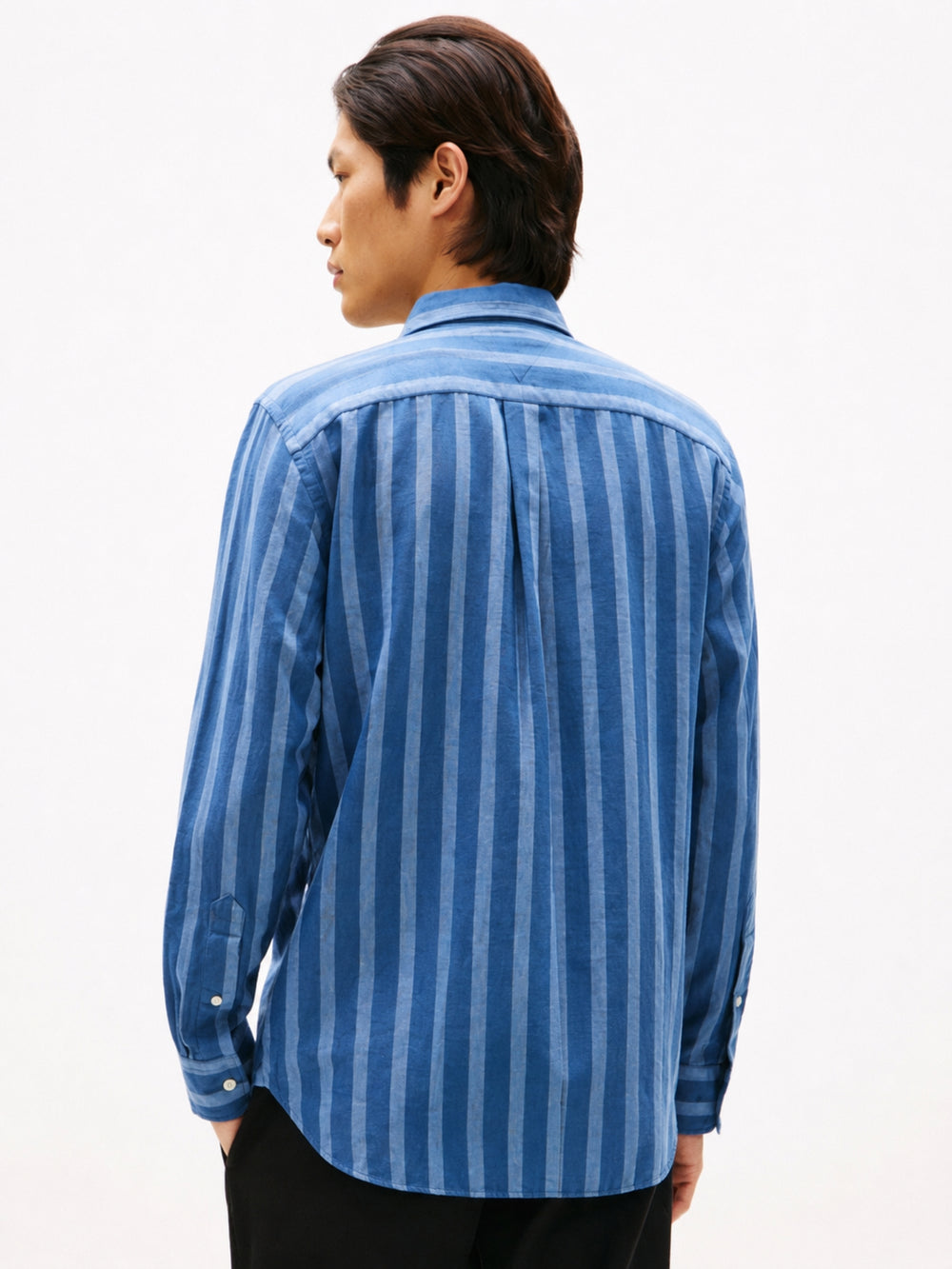 Relaxed Fit Stripe Cotton Linen Shirt