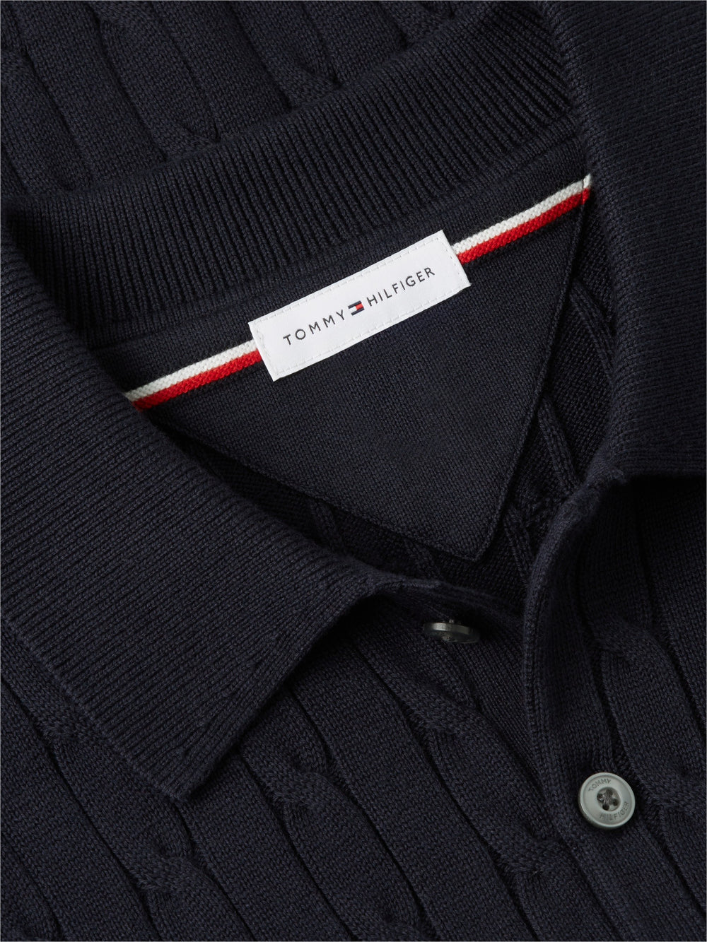 Cable Knit Button Placket Sweater