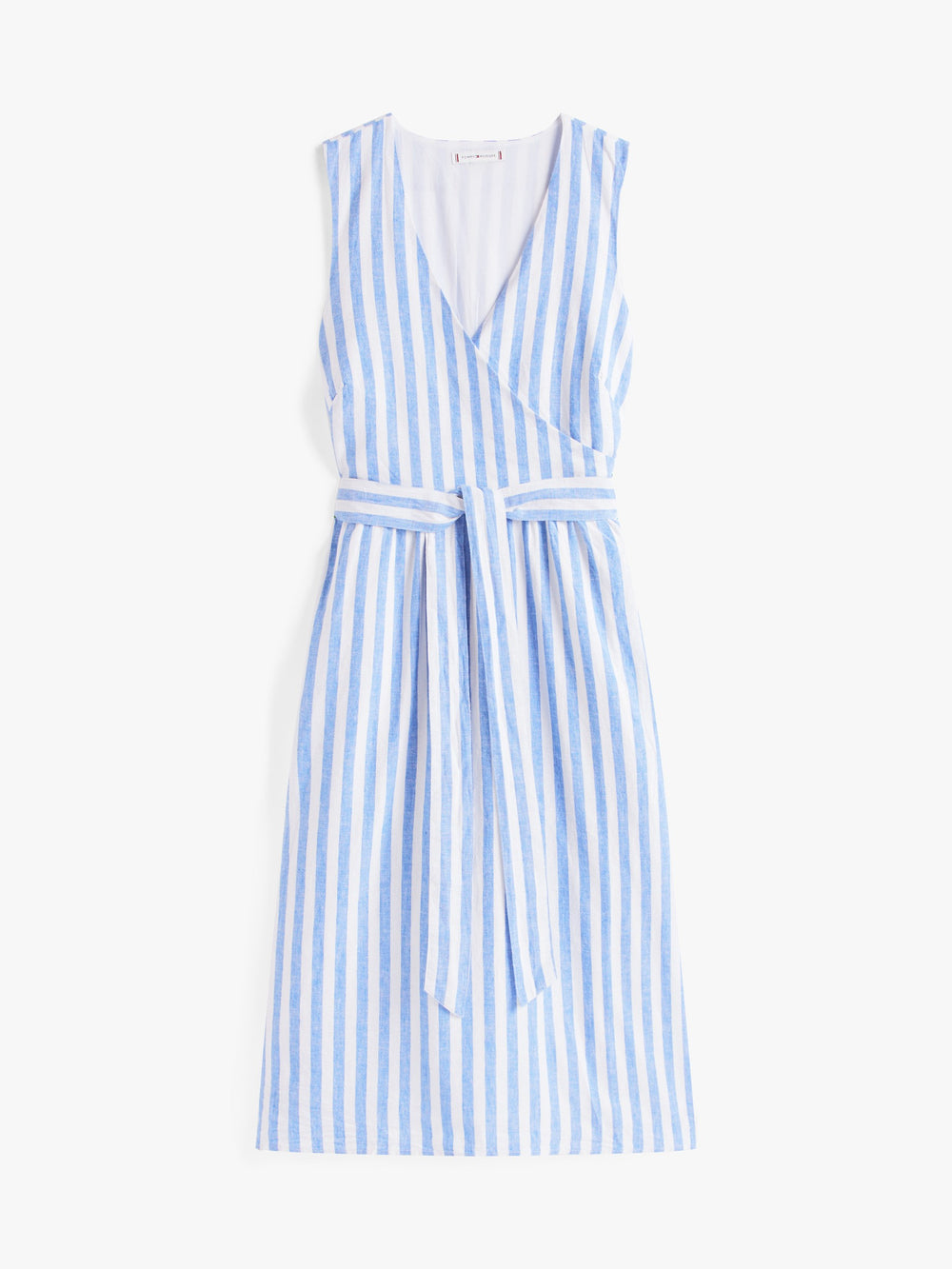 Sleeveless Stripe Linen Fit & Flare Dress