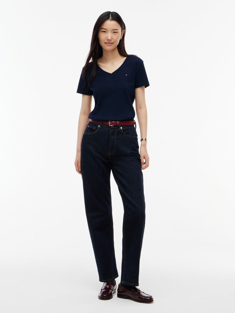 Solid Slim Fit Half Sleeve Ribbed T-Shirt