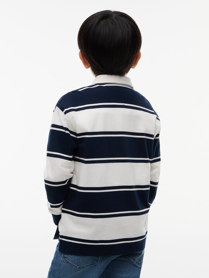 Kids Long-Sleeve Stripe Peanut Polo