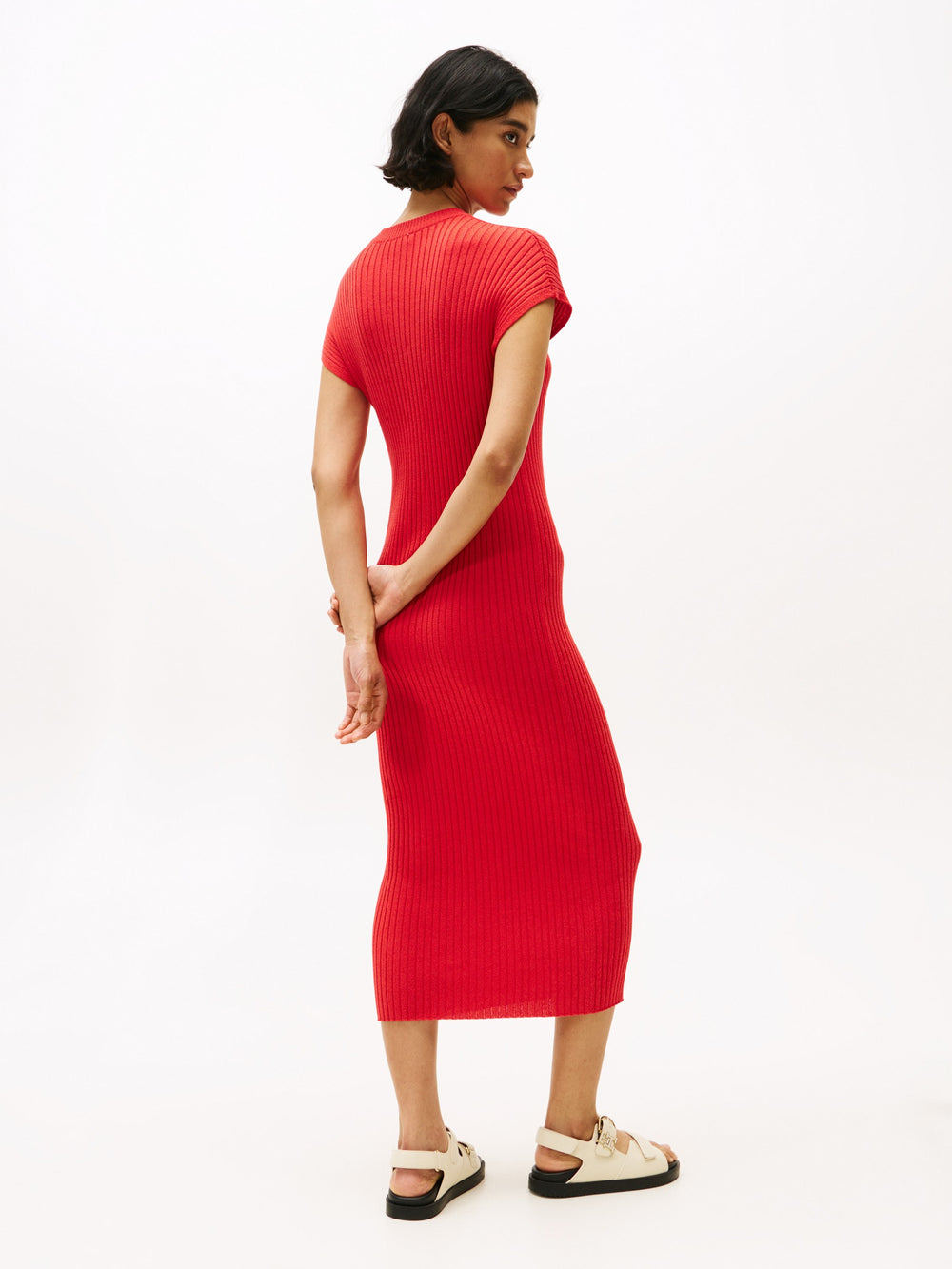 Short Sleeve Solid Viscose Bodycon Dress
