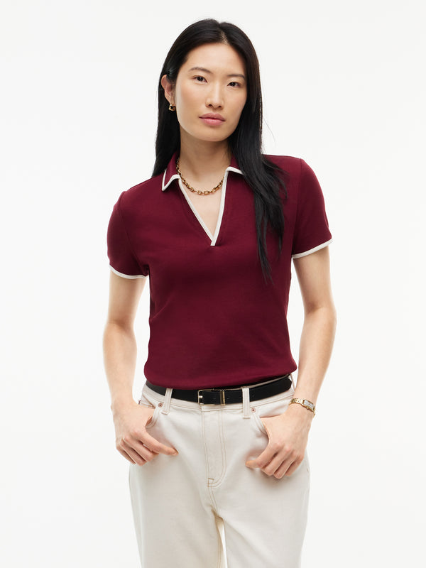 Solid Slim Fit Half Sleeve Ribbed Polo