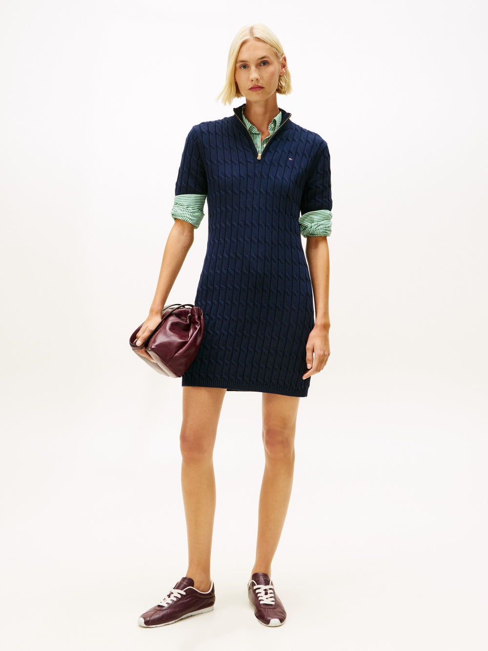 Half Sleeve Solid Cotton Shift Dress