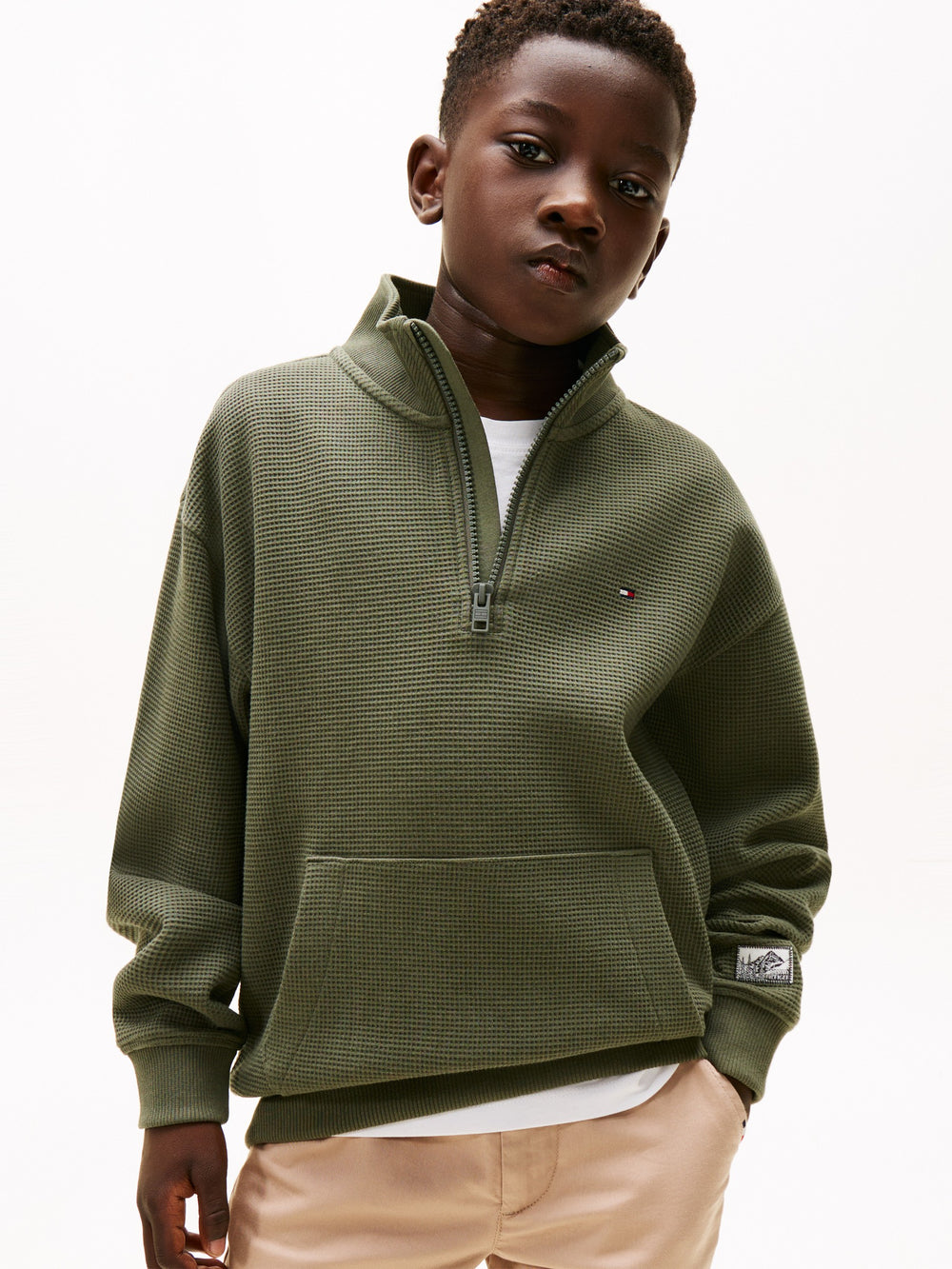Kids Waffle Quarter-Zip Sweatshirt