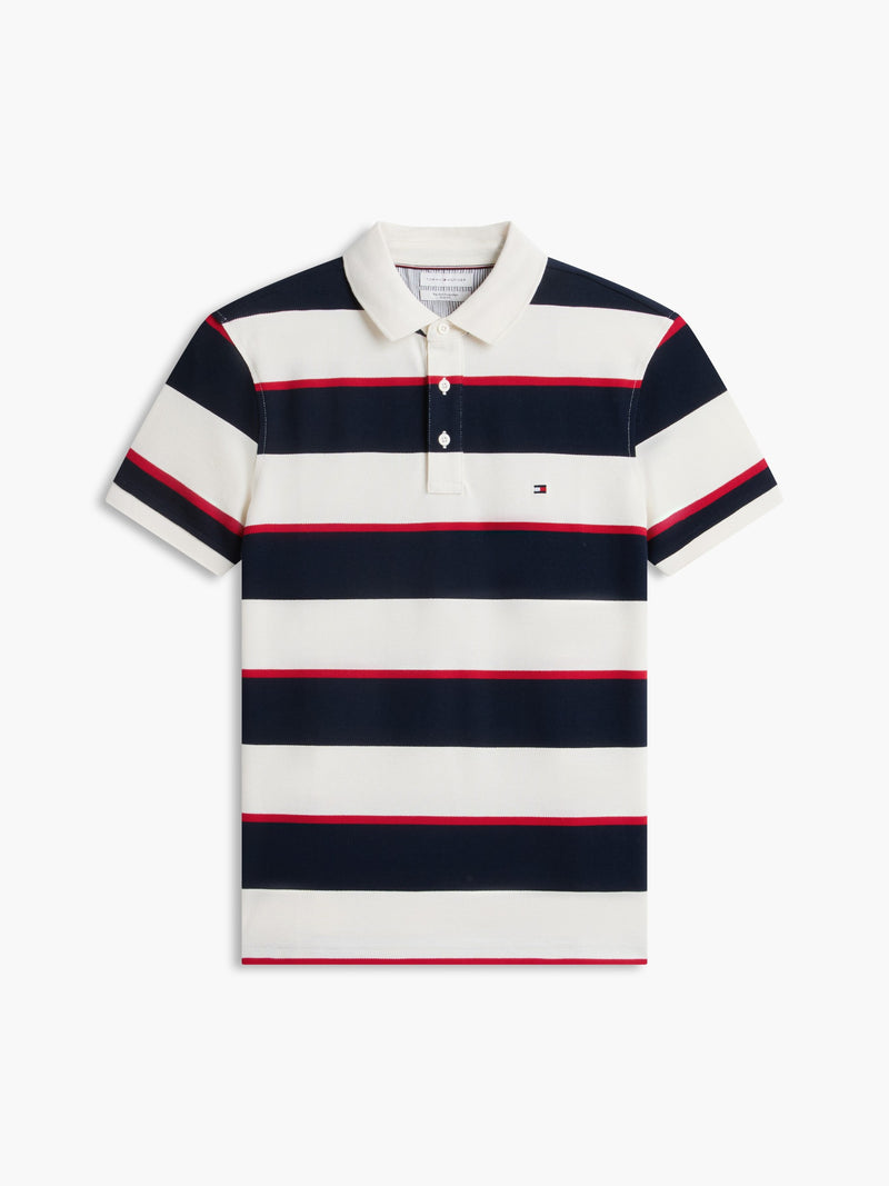 Slim Fit Striped Pique Polo