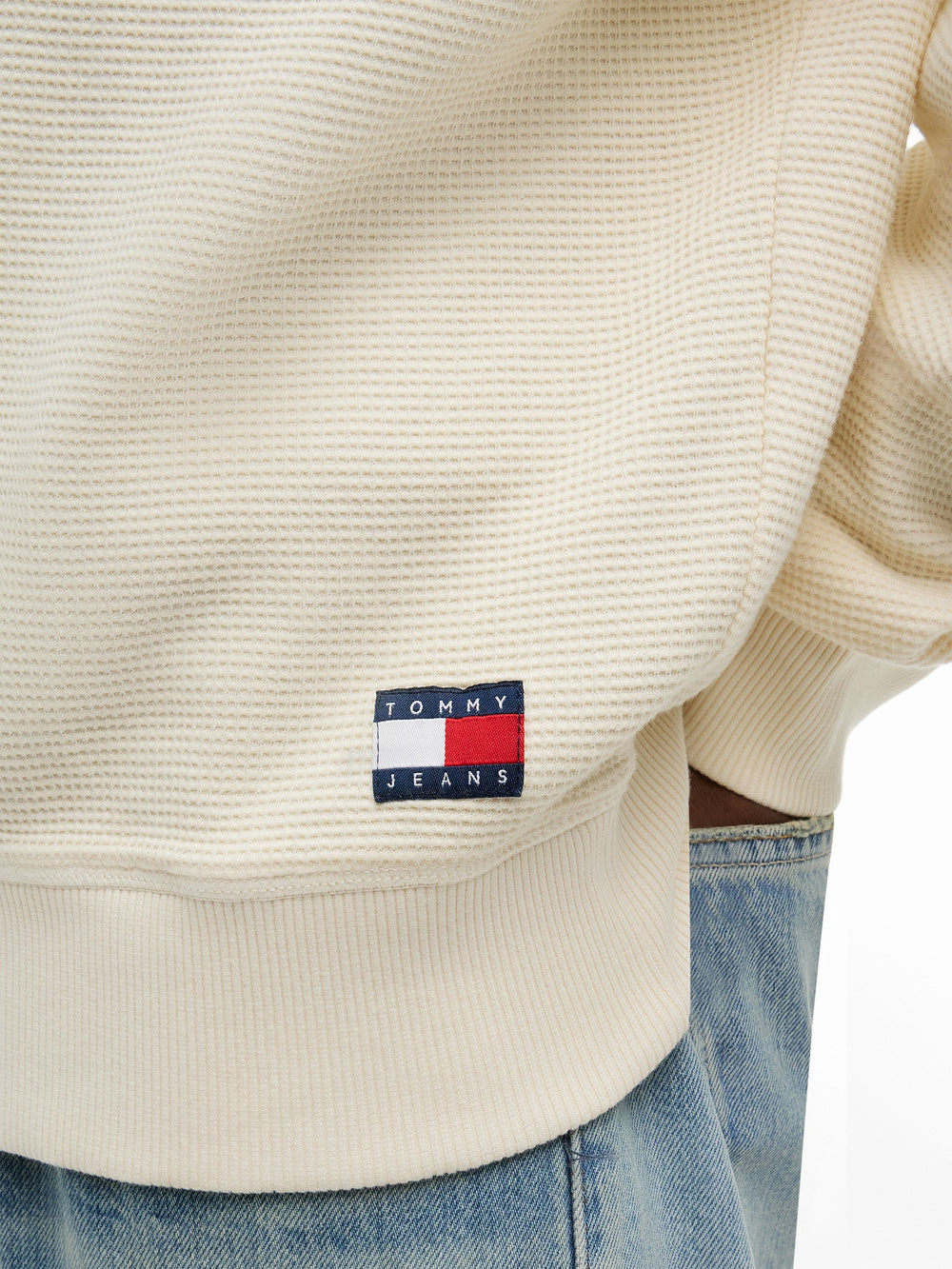 Relaxed Fit Waffle Crew Neck Sweatshirt
