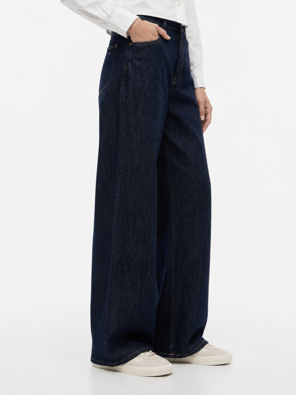 Women High Rise Dark Wash Wide Jeans