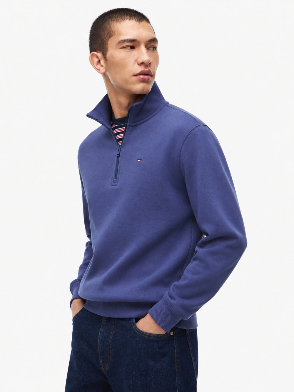 Regular Fit Brushed Fleece Quarter Zip Sweatshirt