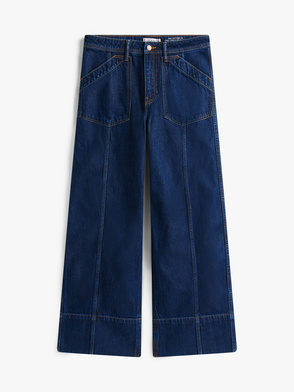 Women Mid Rise Dark Wash Wide Jeans