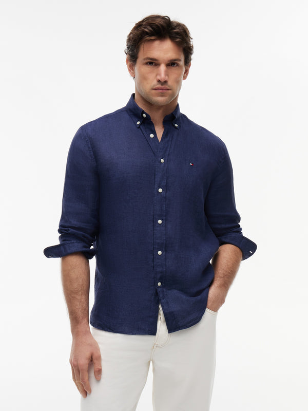 Regular Fit Solid Linen Shirt