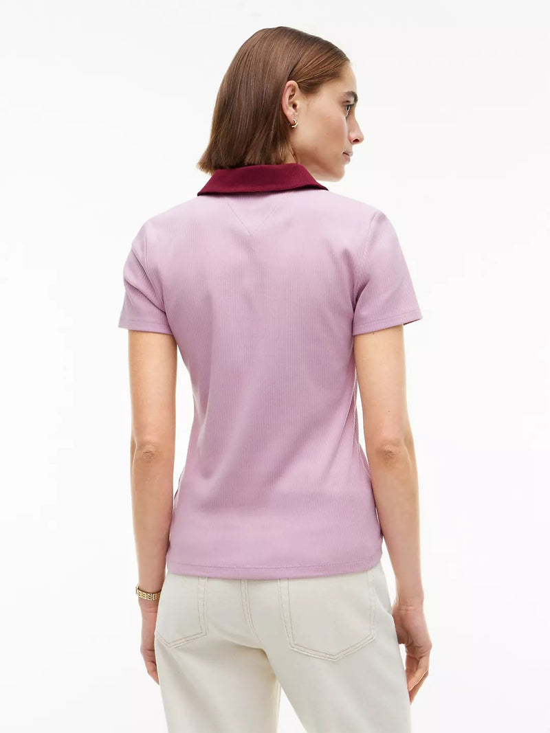 Solid Slim Fit Half Sleeve Ribbed Polo