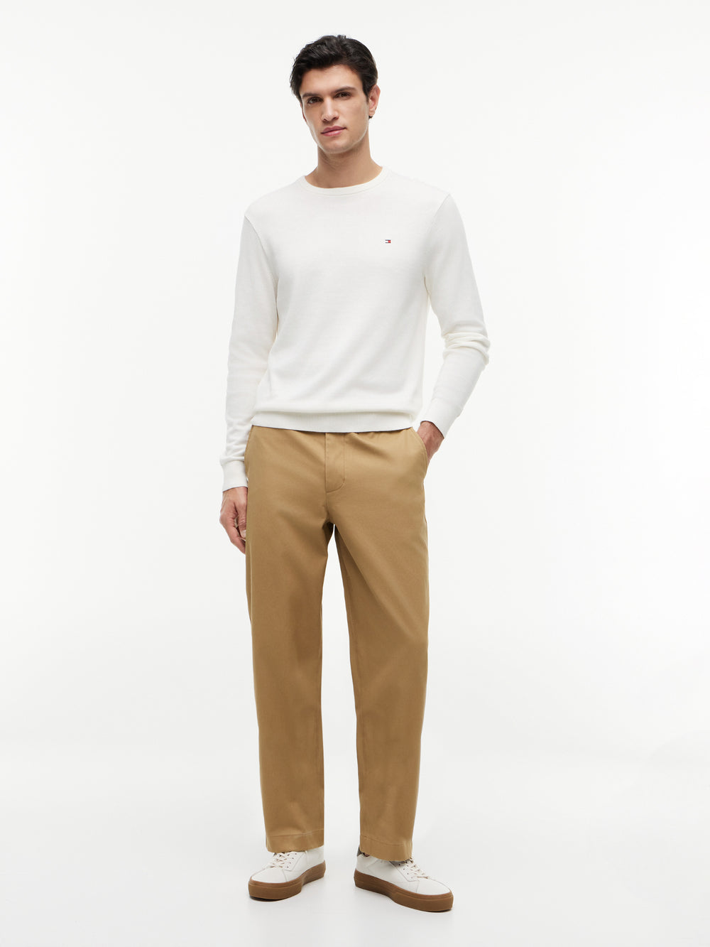 Crew Neck Solid Pullover