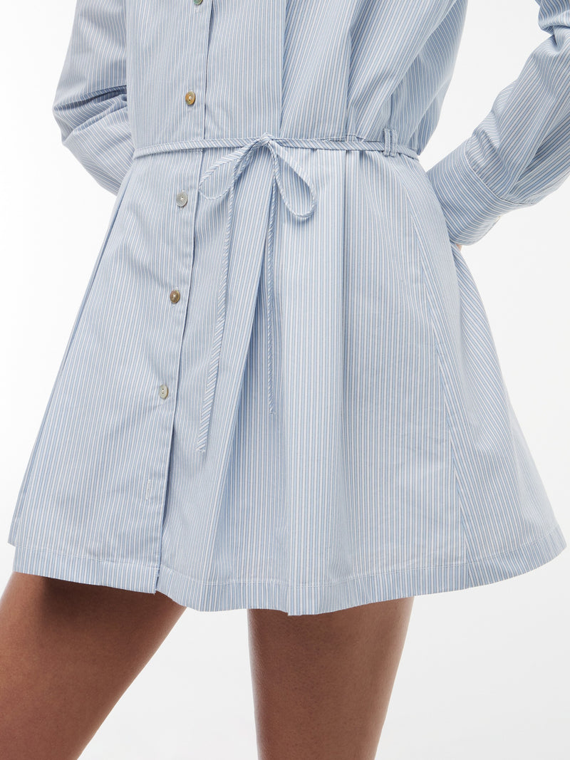 Half Sleeve Solid Cotton Blend Shirt Dress
