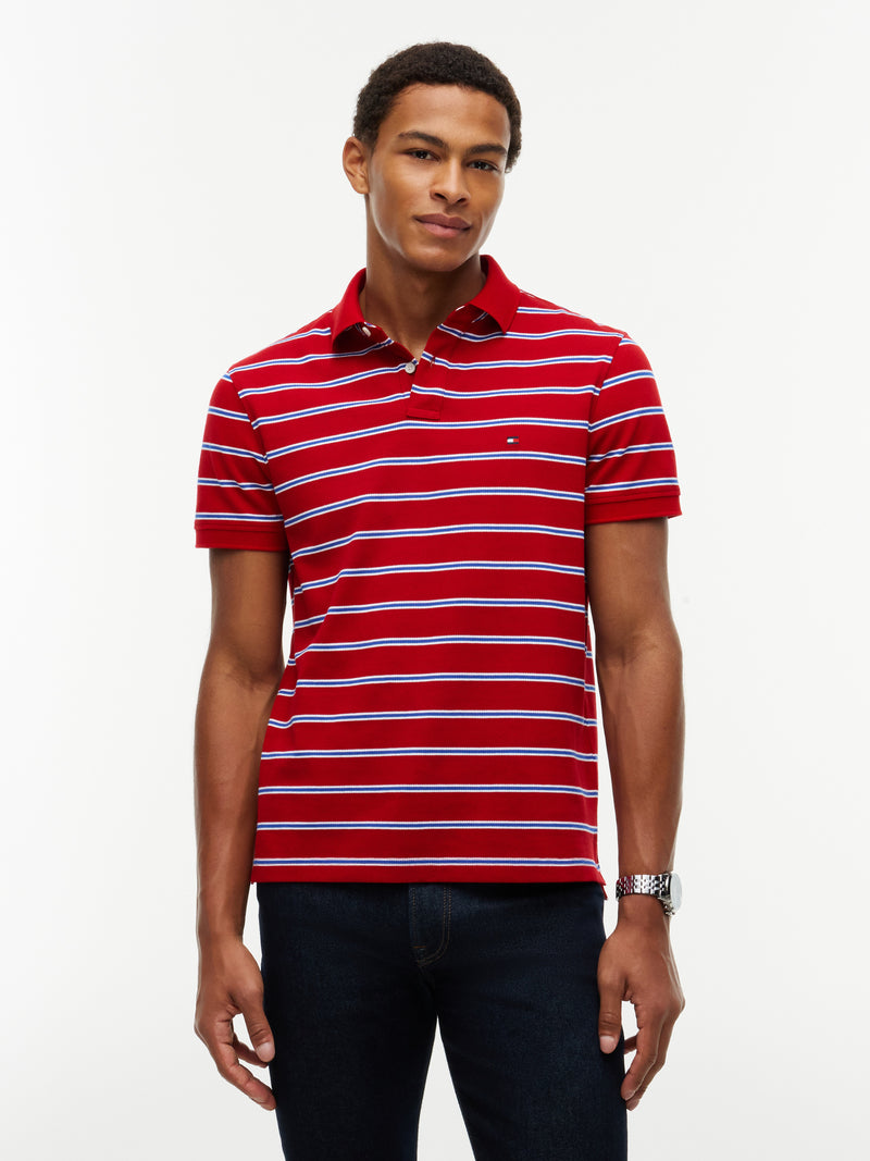Regular Fit Striped Pique Polo