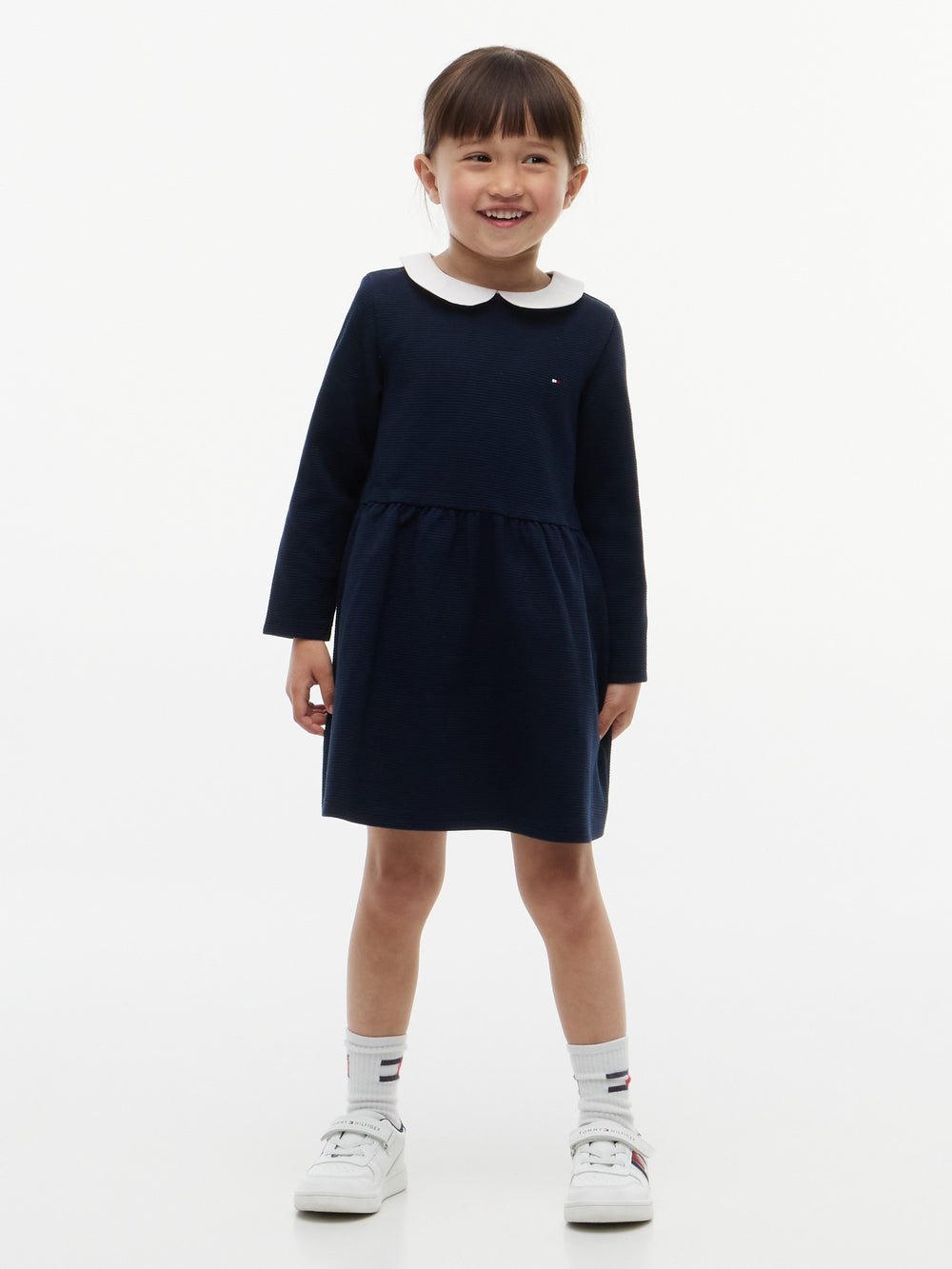 Kids Long-Sleeve Color Block Knit Skater Dress