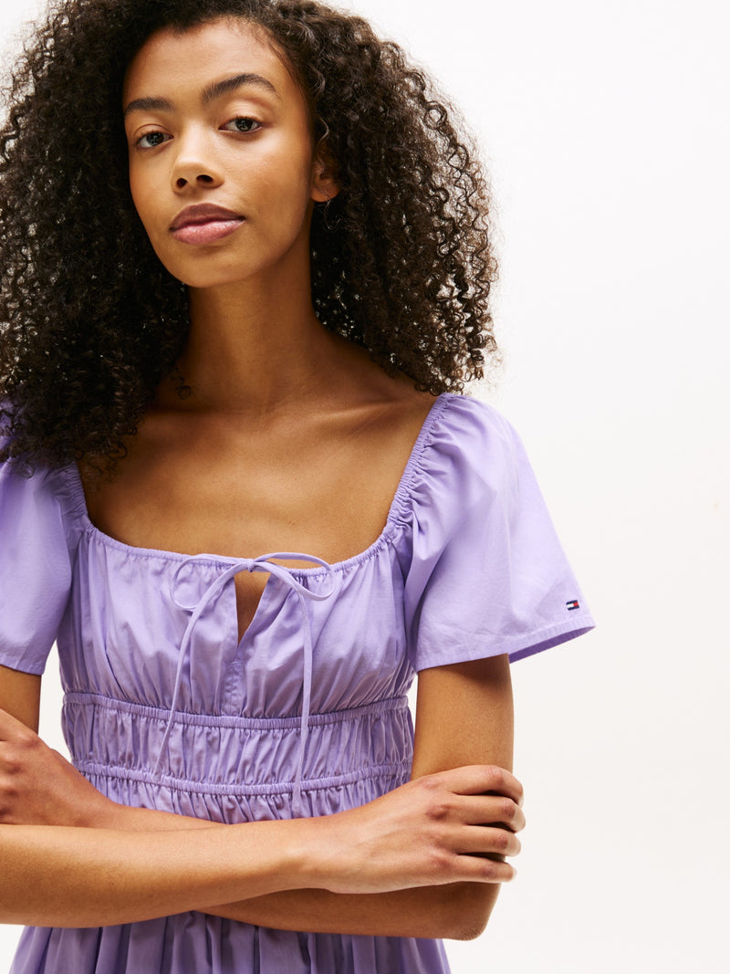 Short Sleeve Solid Poplin Fit & Flare Dress