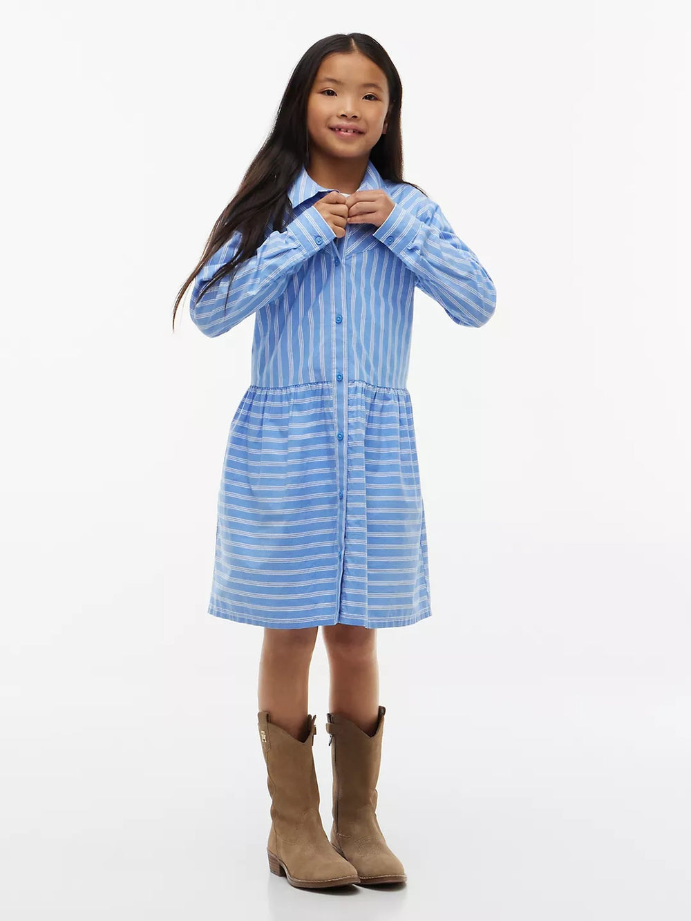 Kids Long-Sleeve Stripe Shirt Dress