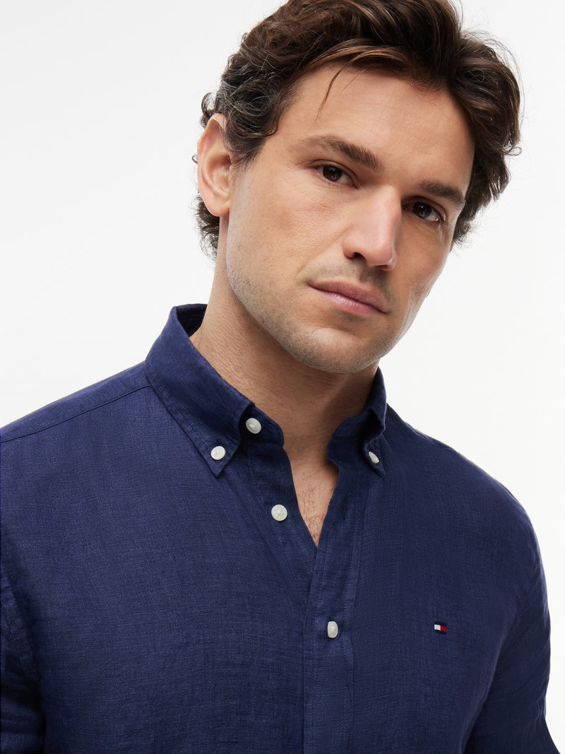 Regular Fit Solid Linen Shirt