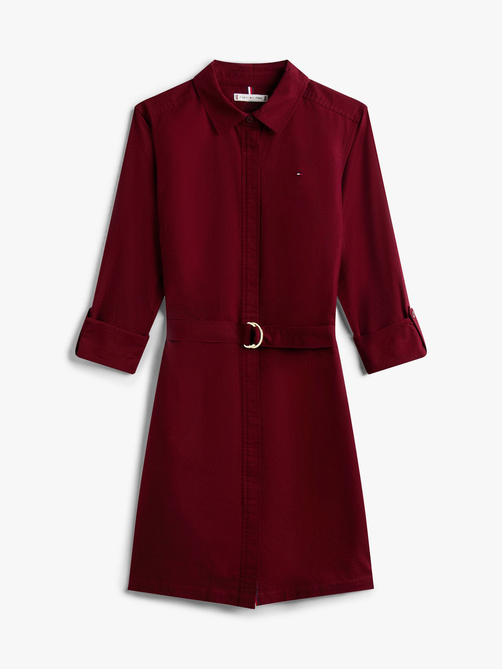 Full Sleeve Solid Cotton Blend Shirt Dress