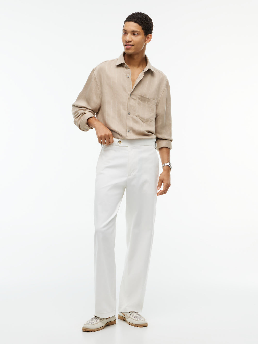 Men Relaxed Fit Pleated Twill Trouser