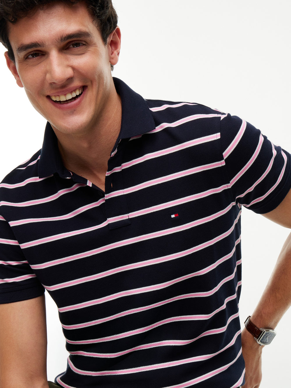 Regular Fit Striped Pique Polo