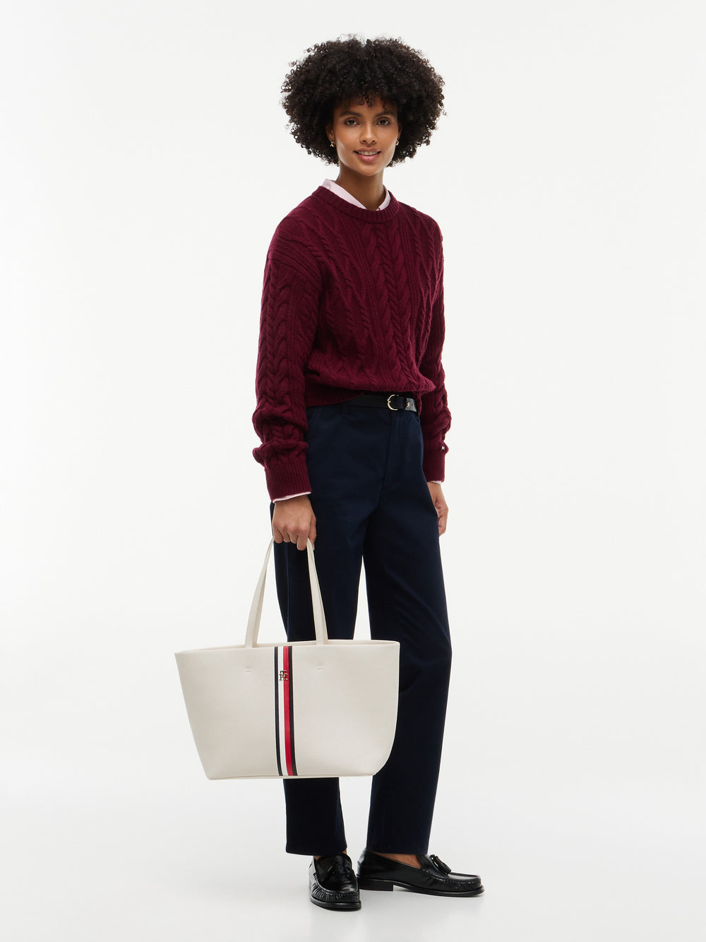 Stripes Pu Trapeze Bag