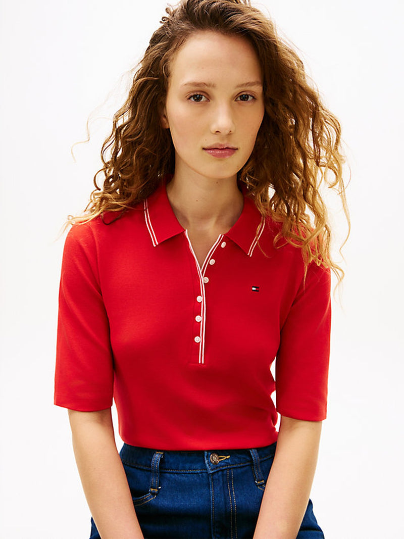 Solid Slim Fit Half Sleeve Lyocell Pique Polo