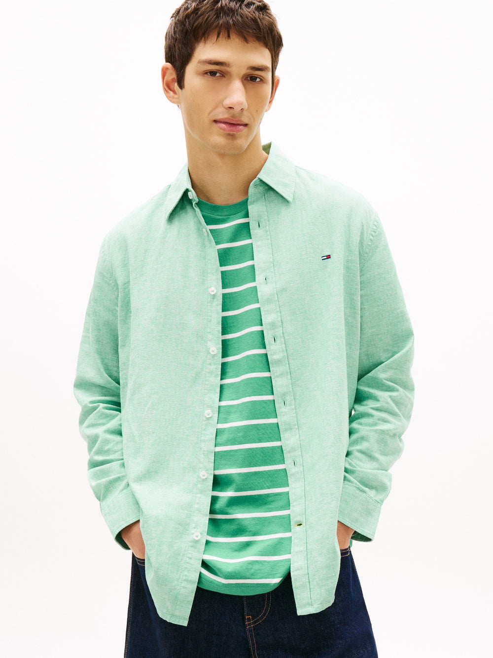 Regular Fit Solid Linen Blend Shirt