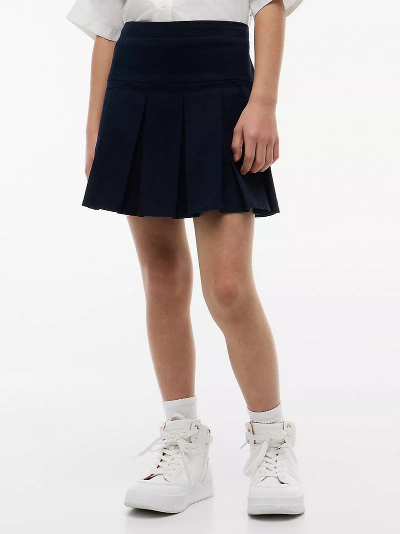 Girls Solid Pleated Skirt