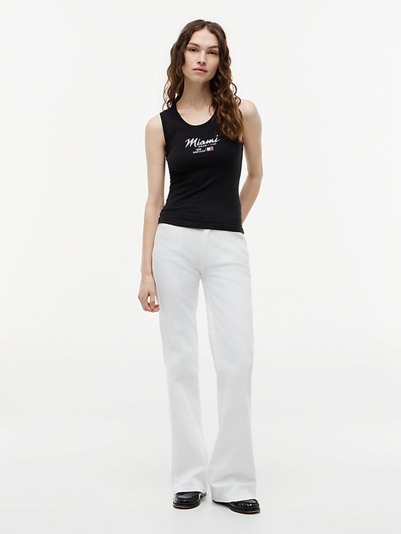 Solid Slim Fit Sleeveless Cotton Jersey T-Shirt