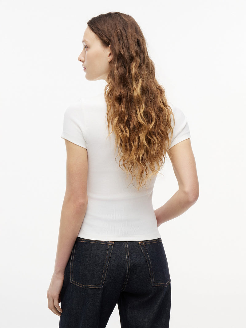 Solid Slim Fit Half Sleeve Ribbed T-Shirt