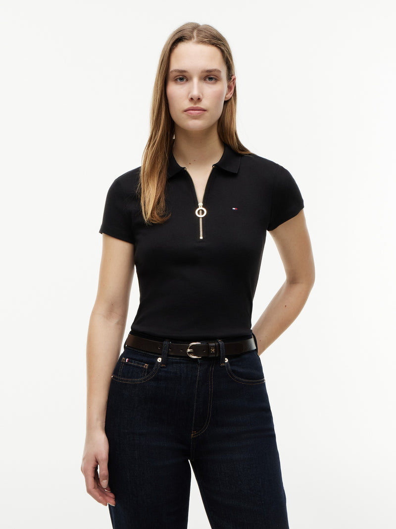 Solid Slim Fit Half Sleeve Ribbed Polo