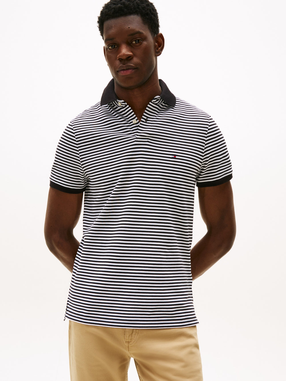Regular Fit Striped Pique Polo
