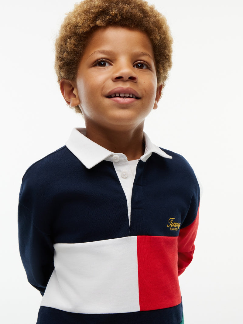 Kids Long-Sleeve Color Block Polo