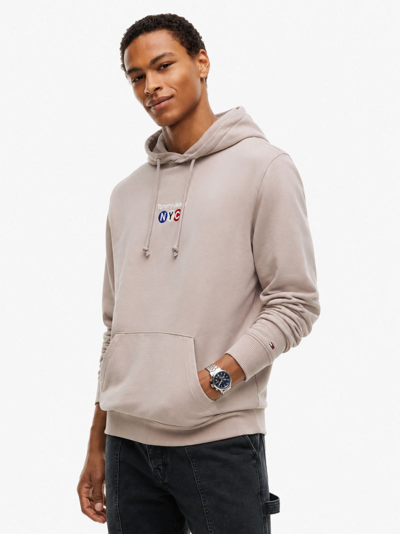 Regular Fit Diagonal Terry Hooded Sweatshirt