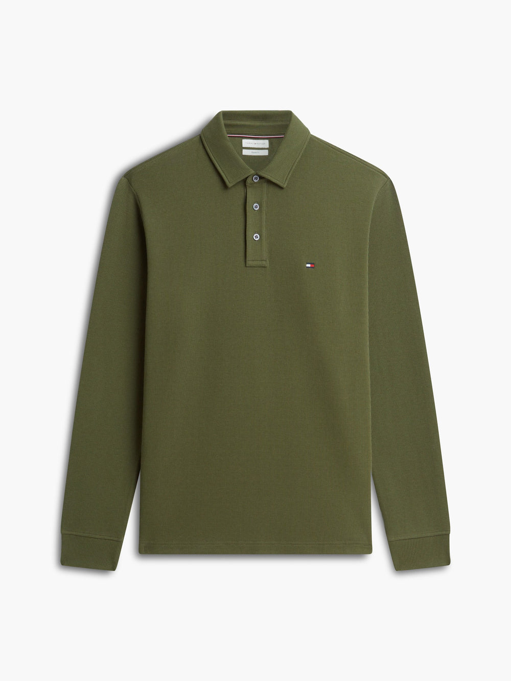 Long Sleeve Solid Textured Polo