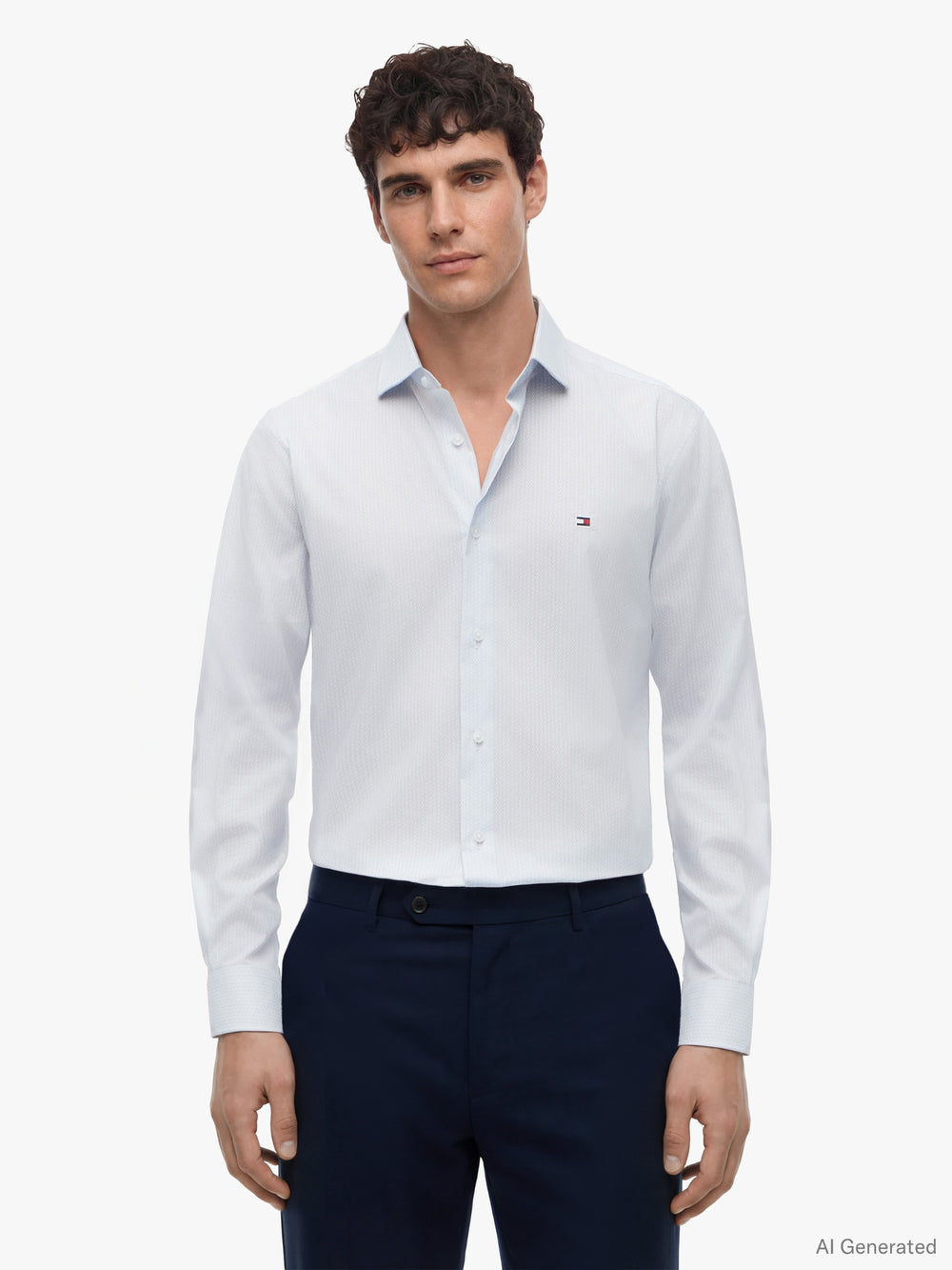 Slim Fit Print Poplin Shirt