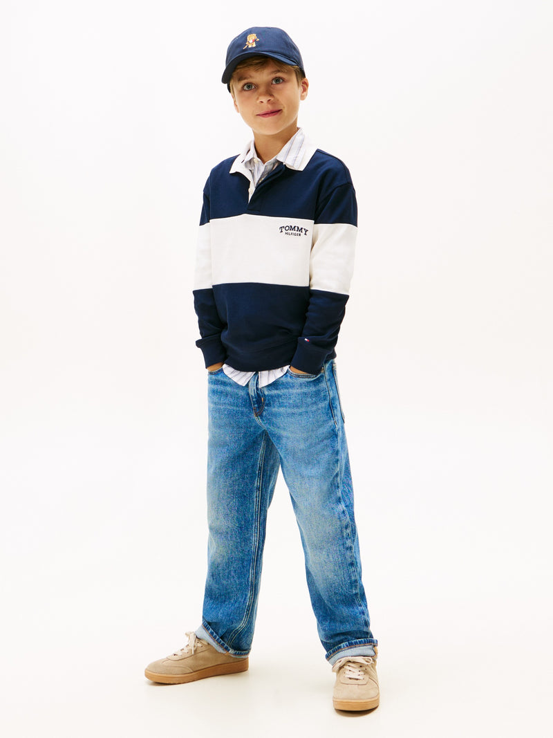 Kids Long-Sleeve Color Block Polo