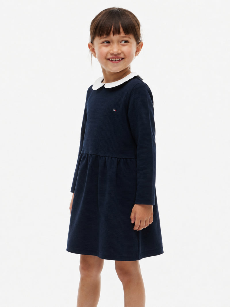 Kids Long-Sleeve Color Block Knit Skater Dress