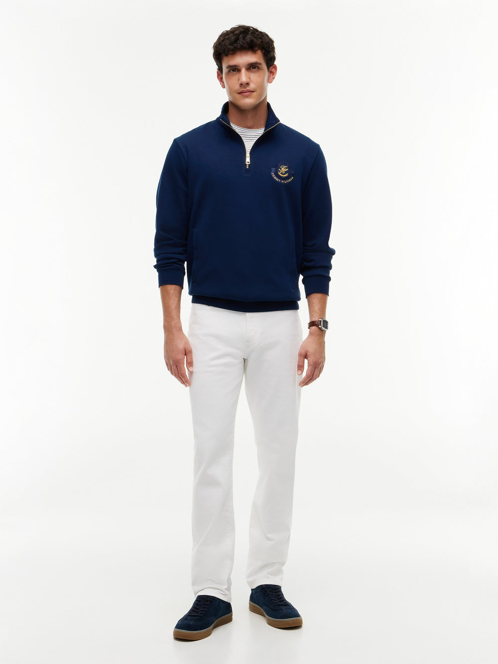Regular Fit Quarter Zip Interlock Sweatshirt
