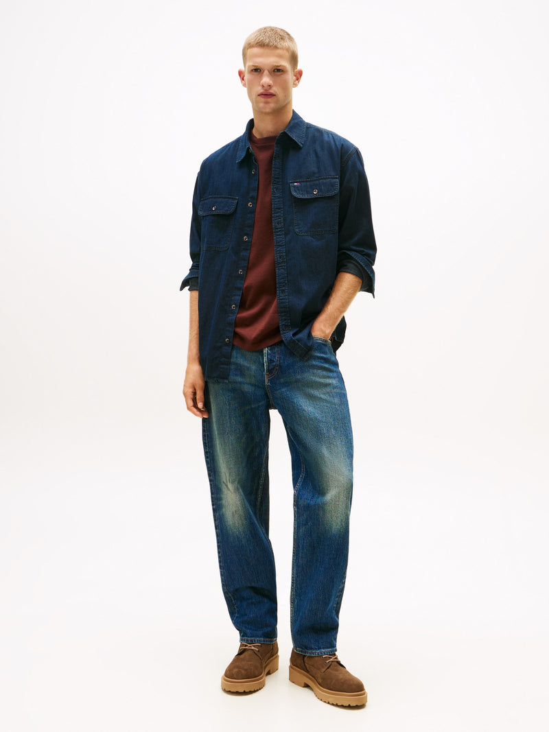 Relaxed Fit Washed Denim Shirt