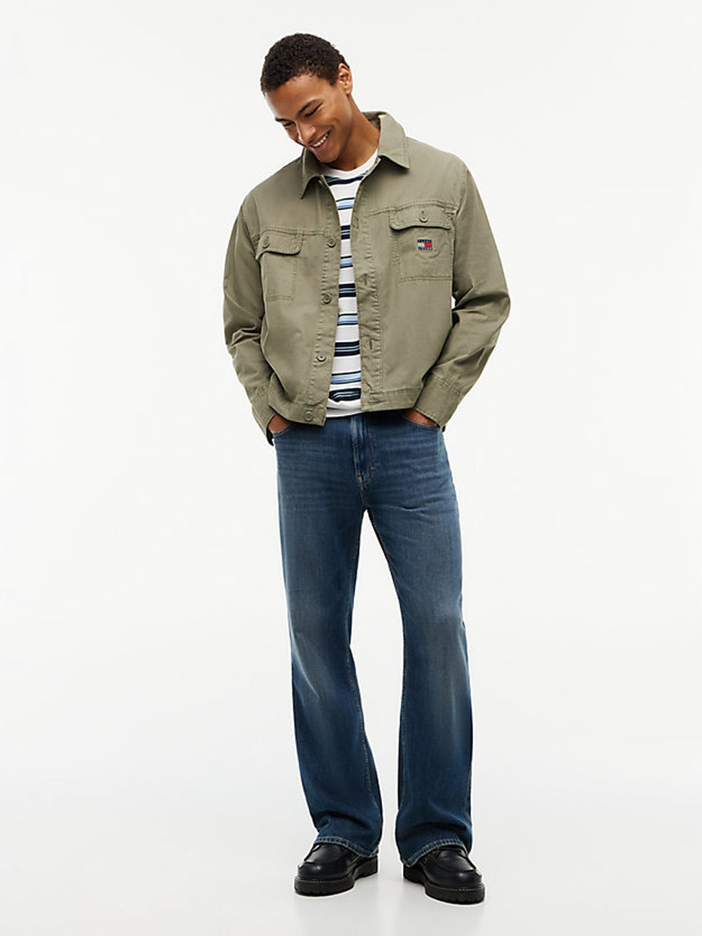 Oversized Fit Solid Overshirt Shirt
